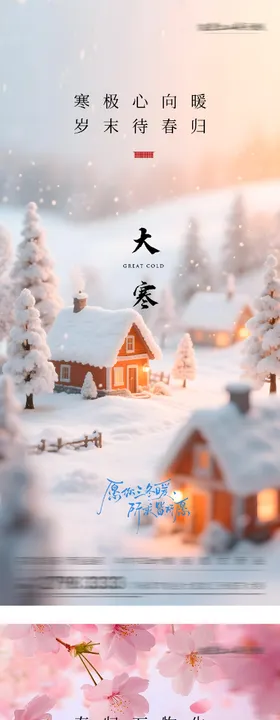 地产大寒意境插画系列海报