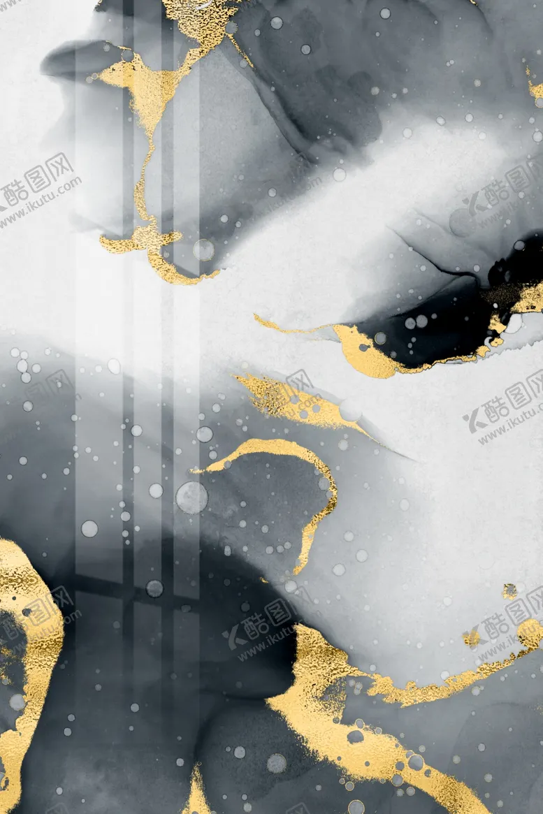 编号：19048307021335484400【酷图网】源文件下载-新中式金箔水墨墨点泼墨装饰画