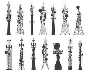 信号塔黑色剪影元素