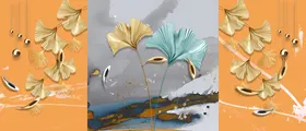 客厅三联家居装饰画新中式装饰画晶瓷画灯带画