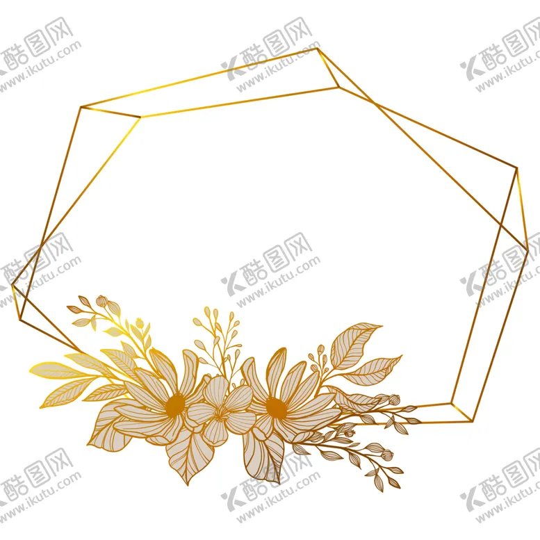 编号：37428501252159548653【酷图网】源文件下载-金色边框植物花环