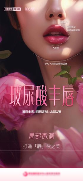 医美春季清新玻尿酸丰唇创意海报