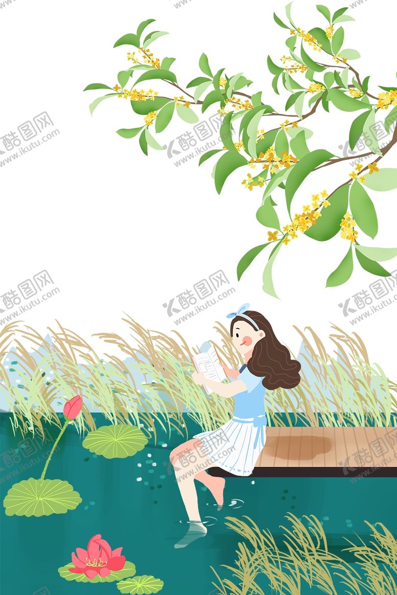 编号：60248409141836283740【酷图网】源文件下载-卡通户外池塘背景
