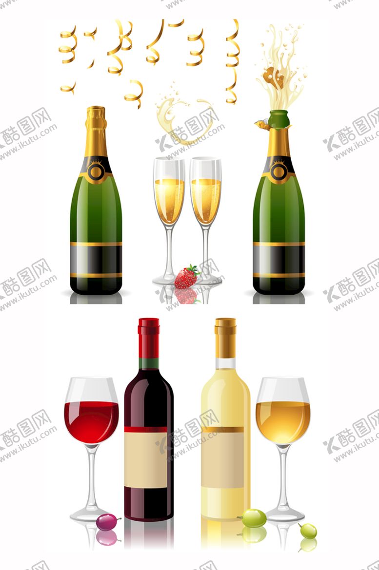 编号：26503409160729158917【酷图网】源文件下载-红酒香槟矢量