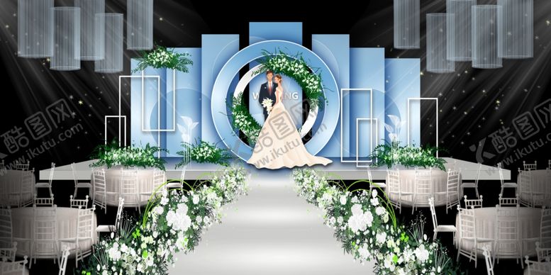 编号：61395810031137433116【酷图网】源文件下载-蓝色系婚礼设计背景