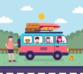 创意幸福四口之家和宠物狗矢量图