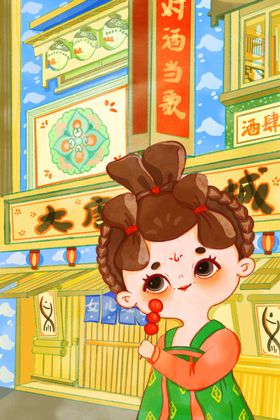 古风萌娃吃糖葫芦