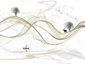 中式抽象山水画