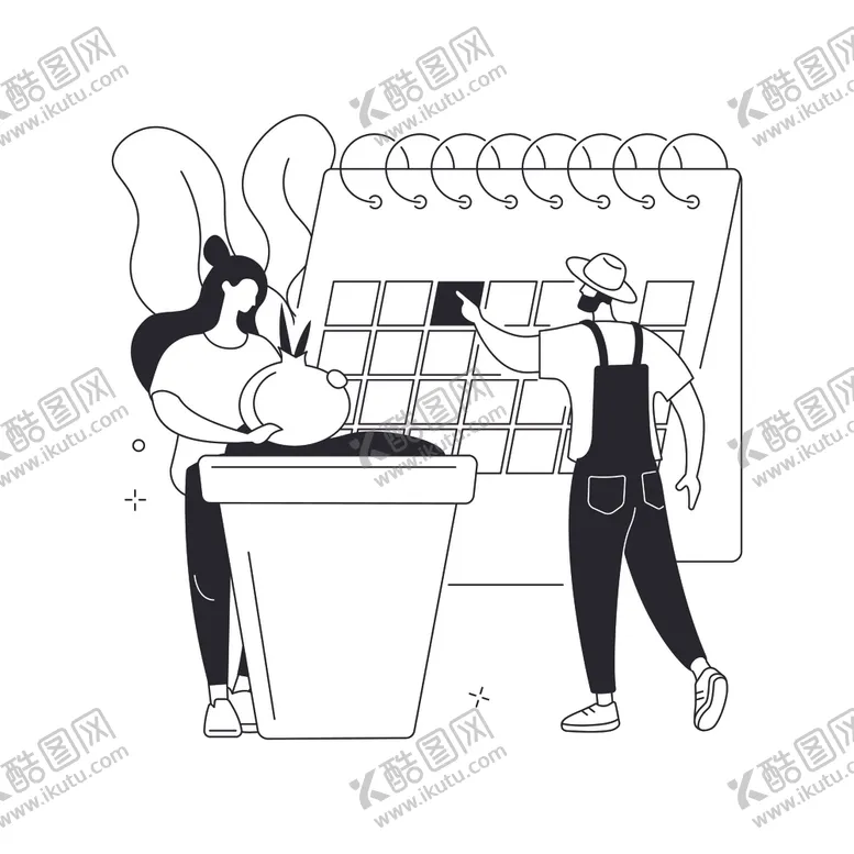编号：11611203082048392499【酷图网】源文件下载-农民园艺师时间安排插画