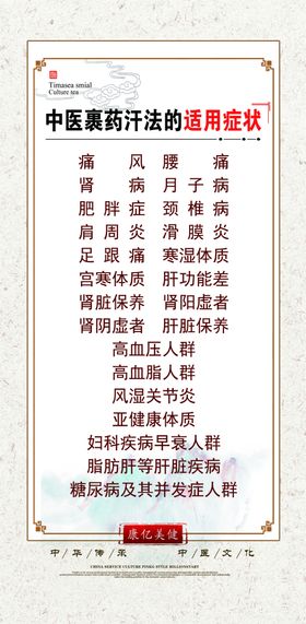 中医裹药汗法的适用症状