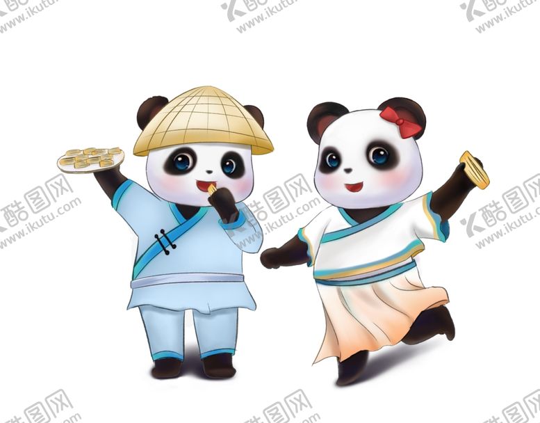 编号：78254609210315421580【酷图网】源文件下载-卡通熊猫情侣