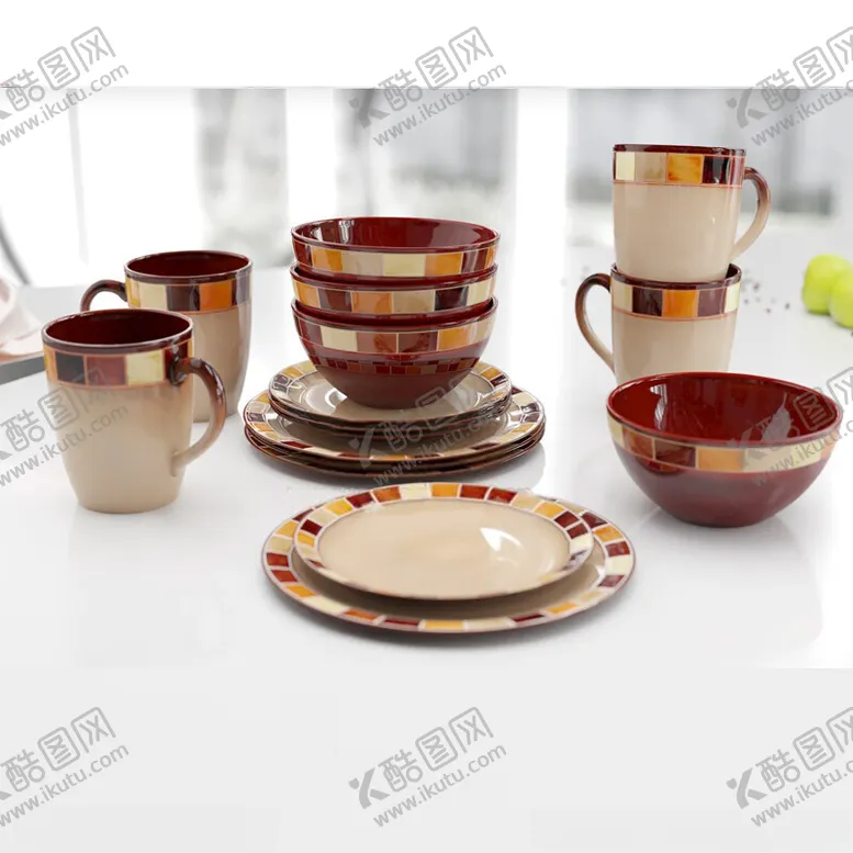 编号：14773402150231071098【酷图网】源文件下载-C4D模型餐具