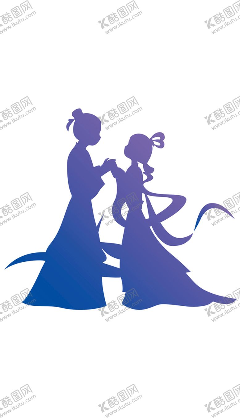 编号：91524609181221404815【酷图网】源文件下载-七夕节日牛郎织女剪影矢量设计
