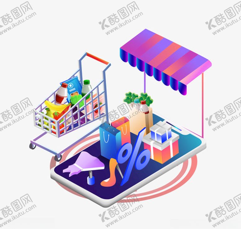 编号：91205105040045564009【酷图网】源文件下载-购物车立体插画矢量素材