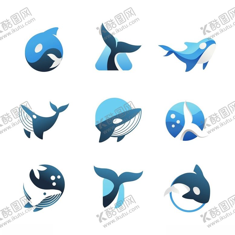 编号：51217811172153526617【酷图网】源文件下载-可爱鲸鱼图标集合