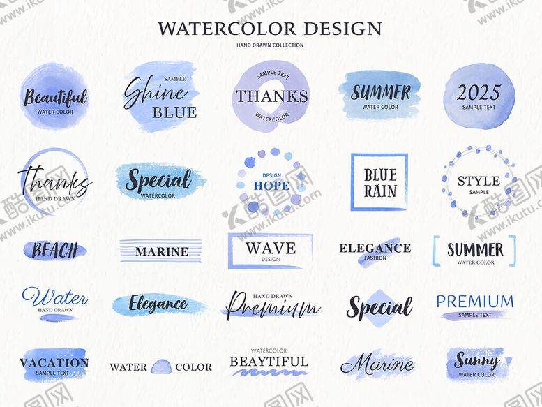 编号：17584811192237422870【酷图网】源文件下载-水彩风格标志设计集合