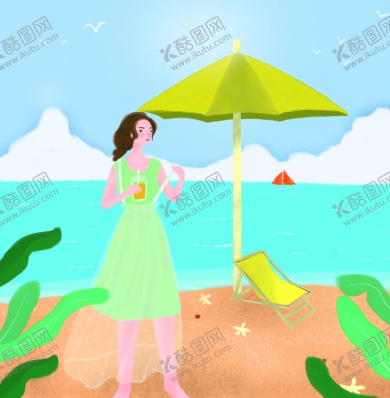 编号：44323607092040448511【酷图网】源文件下载-海滩小姐姐