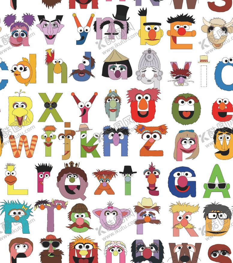 编号：32542911021204268611【酷图网】源文件下载-卡通字母图案集合