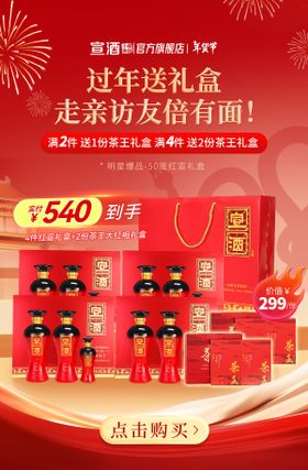 红色大促蛇年礼盒海报