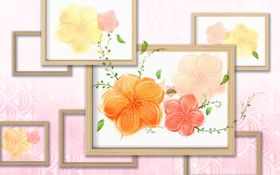 小碎花菊花背景墙
