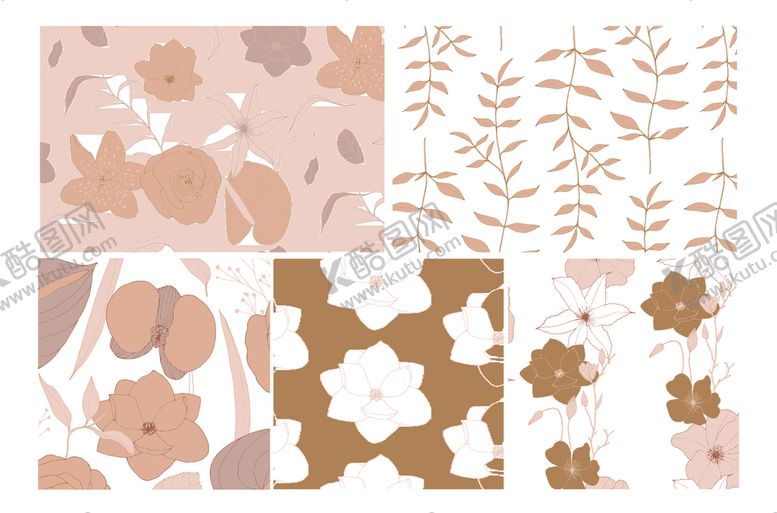 编号：35340011251229243234【酷图网】源文件下载-复古花卉植物图案素材集