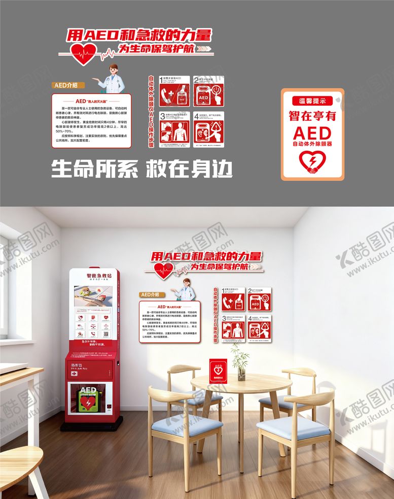 编号：43114603161930079620【酷图网】源文件下载-AED急救知识文化墙