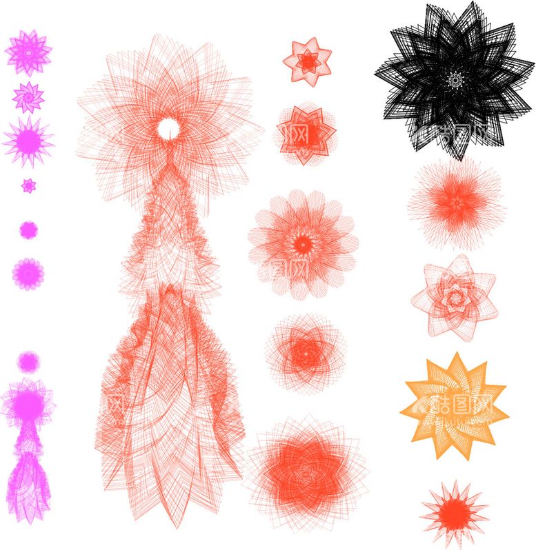 编号：70493809161031577035【酷图网】源文件下载-线型矢量花朵科技感图案设计