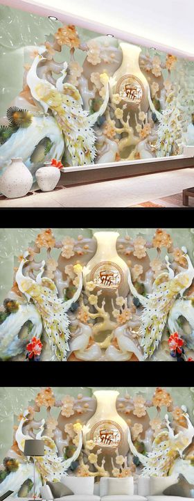 家和富贵玉兰花鸟电视背景墙