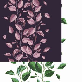 树叶循环印花手绘数码