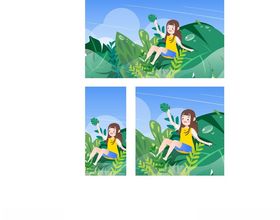 女孩于草地享受惬意时光白露