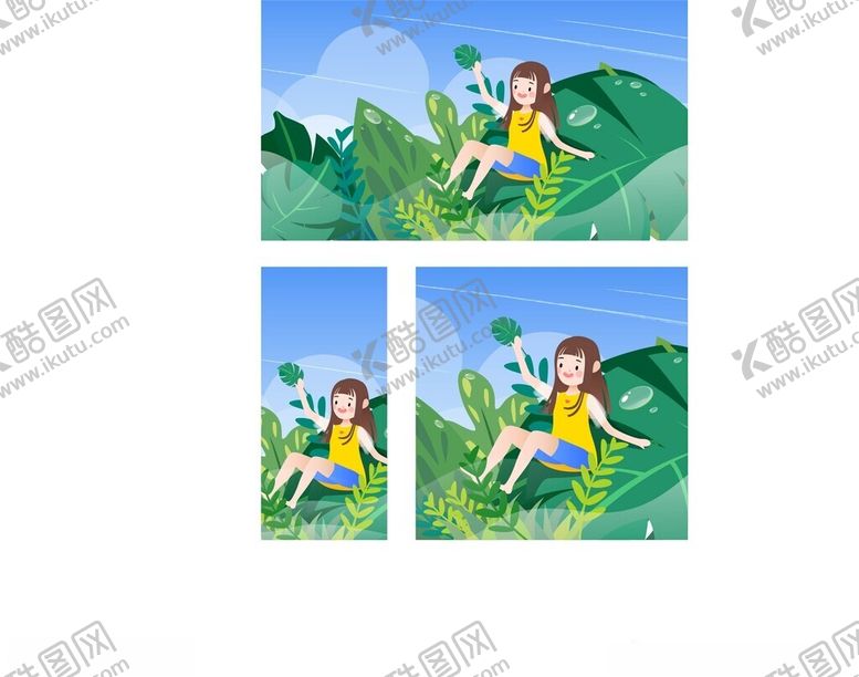 编号：32118904081354288235【酷图网】源文件下载-女孩于草地享受惬意时光白露