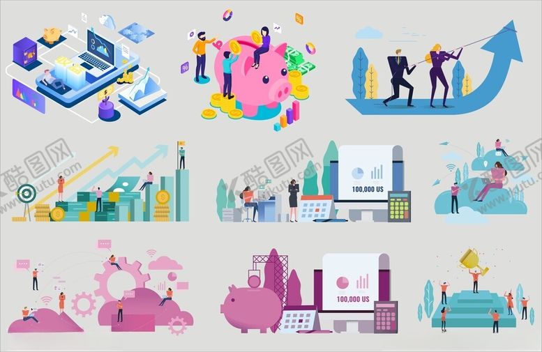 编号：28169109131019426878【酷图网】源文件下载-商务金融科技插画