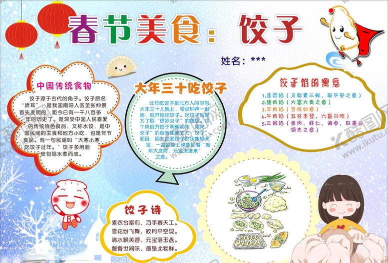 编号：39121510181012262277【酷图网】源文件下载-春节美食小报