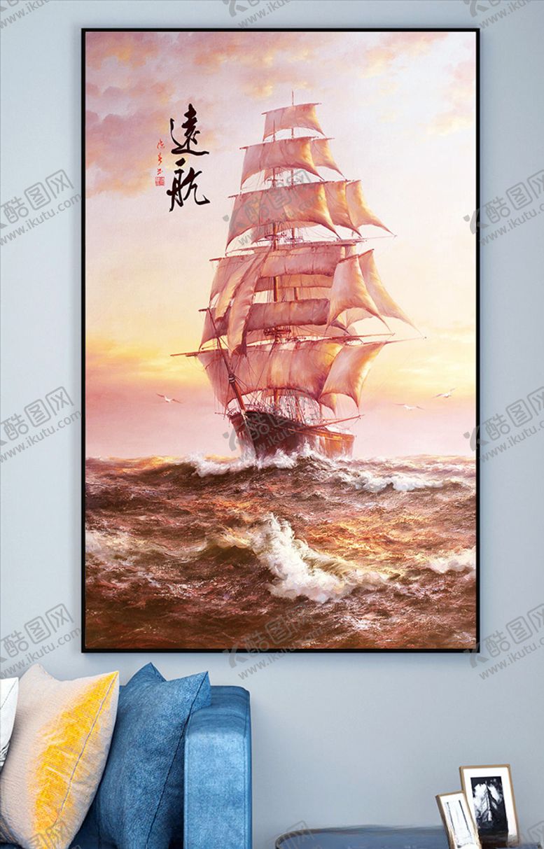 编号：65754410282025112325【酷图网】源文件下载-中式扬帆装饰画