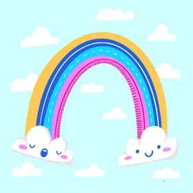 彩虹背景自然现象简笔画美丽漂亮天气