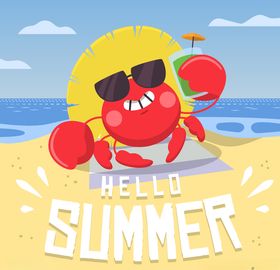 你好夏天英文字体设计