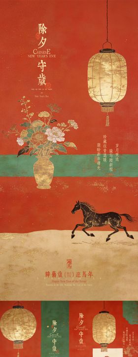 除夕守夜迎马年系列海报