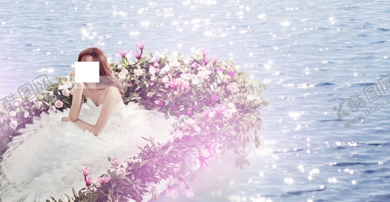 编号：53775209280952119567【酷图网】源文件下载-婚纱照小船水边合成素材