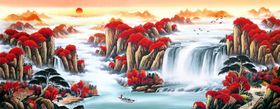 鸿运当头山水画