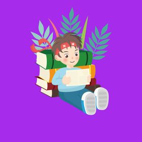 手绘书本读书