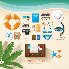 夏日度假计划元素集合