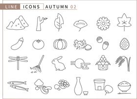 秋季主题手绘图标集合