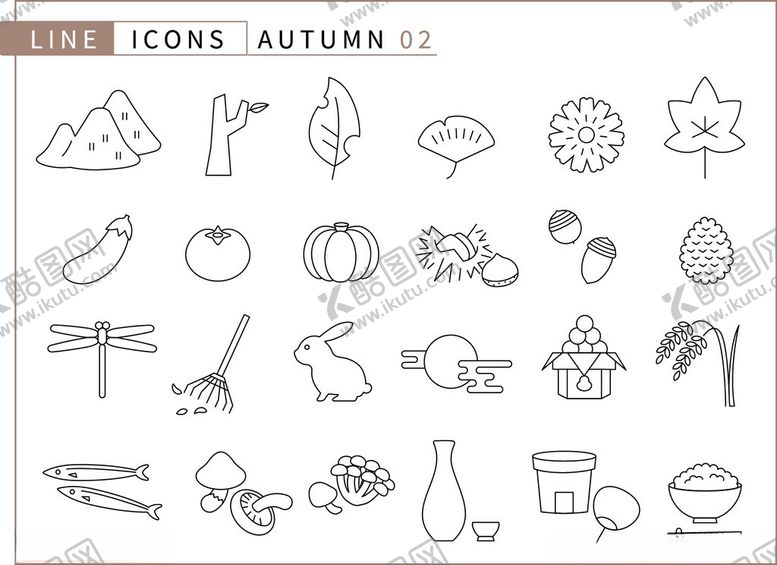 编号：25328311021459273175【酷图网】源文件下载-秋季主题手绘图标集合