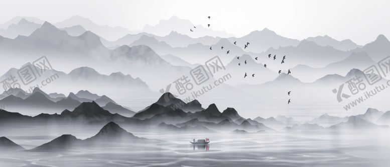 编号：45207110020236511105【酷图网】源文件下载-山水国风水墨古风插画卡通背景