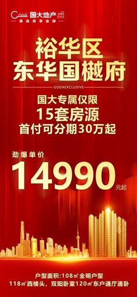 地产红金车位促销海报