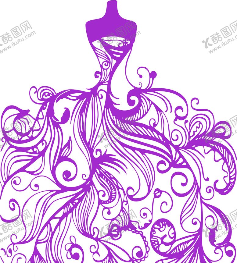 编号：11588711030138588416【酷图网】源文件下载-线描矢量裙子