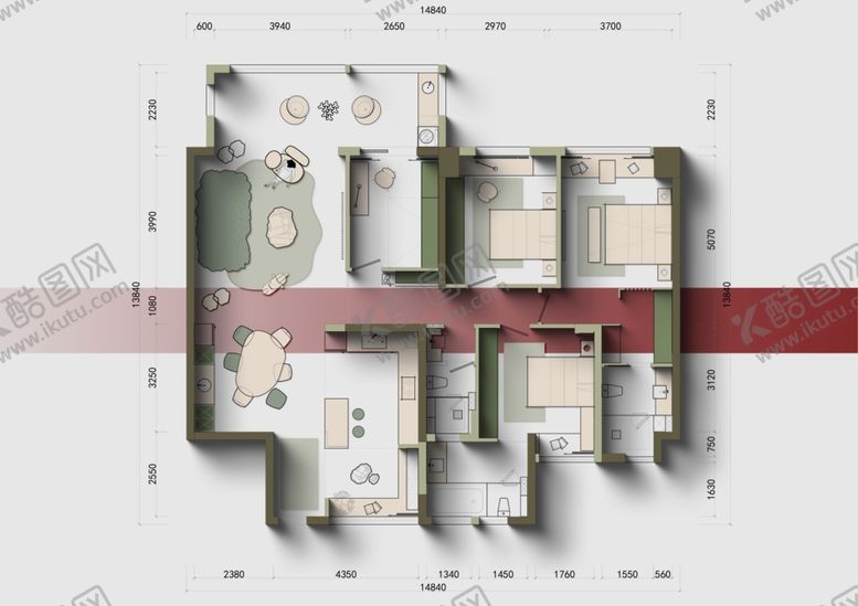 编号：81495703312115598679【酷图网】源文件下载-现代简约风格室内平面图