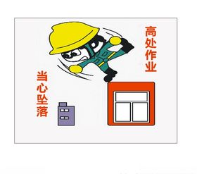 安全标识牌警示牌工地漫画