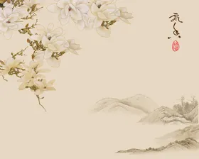 国风背景素材画电视墙墙绘