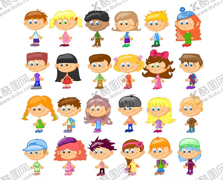 编号：11948004011716569881【酷图网】源文件下载-多样可爱卡通儿童形象